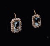 A PAIR OF AQUAMARINE AND DIAMOND DROP EARRINGS - 6