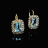 A PAIR OF AQUAMARINE AND DIAMOND DROP EARRINGS - 8