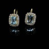 A PAIR OF AQUAMARINE AND DIAMOND DROP EARRINGS - 9