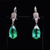 A PAIR OF EMERALD DIAMOND DROP EARRINGS