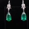 A PAIR OF EMERALD DIAMOND DROP EARRINGS - 3