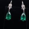 A PAIR OF EMERALD DIAMOND DROP EARRINGS - 5