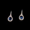 A PAIR OF DIAMOND AND BURMESE SAPPHIRE HOOP EARRINGS