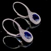 A PAIR OF DIAMOND AND BURMESE SAPPHIRE HOOP EARRINGS - 2