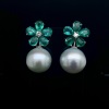 A PAIR OF CONVERTIBLE EMERALD AND SOUTH SEA PEARL EARRINGS - 3