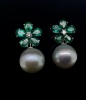 A PAIR OF CONVERTIBLE EMERALD AND SOUTH SEA PEARL EARRINGS - 4