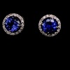 A PAIR OF TANZANITE AND DIAMOND STUDS - 3