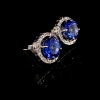 A PAIR OF TANZANITE AND DIAMOND STUDS - 4