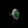 A JADEITE AND DIAMOND CLUSTER RING - 4