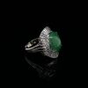 A JADEITE AND DIAMOND CLUSTER RING - 5