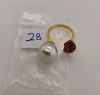 A SOUTH SEA PEARL, RUBY AND DIAMOND DRESS RING - 2