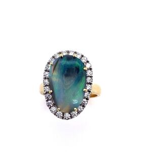 A DIAMOND AND OPAL RING