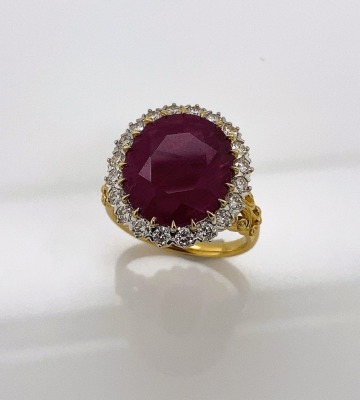 A RUBY AND DIAMOND RING