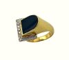 AN ONYX AND DIAMOND BUCKLE RING - 4