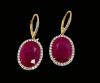 A PAIR OF RUBY AND DIAMOND EARRINGS