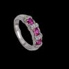 A THREE RUBY AND DIAMOND RING - 2
