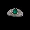 A GENT’S FRENCH EMERALD AND DIAMOND RING - 5