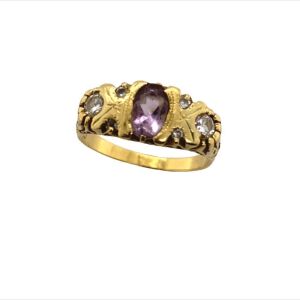 AN AMETHYST AND DIAMOND RING