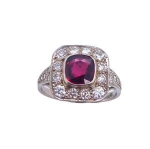 A VINTAGE RUBY AND DIAMOND RING