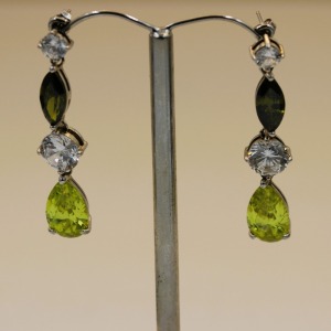 A PAIR OF GEM SET EARRINGS