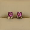 A PAIR OF PINK SAPPHIRE STUDS - 2