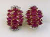 A PAIR OF RETRO RUBY AND DIAMOND EARRINGS