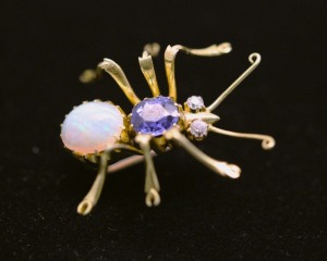 AN IMPORTANT OPAL AND SAPPHIRE AND DIAMOND INSECT BROOCH BY VAN CLEEF & ARPELS