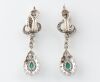 A PAIR OF MID-CENTURY EMERALD AND DIAMOND DROP EARRINGS - 2