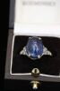 A LARGE CABOCHON SAPPHIRE AND DIAMOND RING - 3