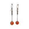 A PAIR OF CORAL AND DIAMOND EARRINGS - 2