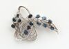 A RETRO SAPPHIRE AND DIAMOND BROOCH - 3