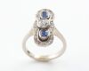A SAPPHIRE AND DIAMOND PLAQUE RING - 2